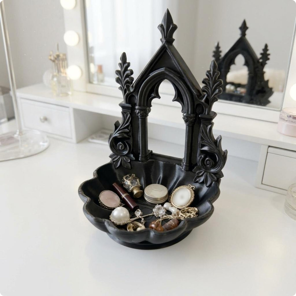 Cathedral Jewelry Dish Home Decor Gold Trim