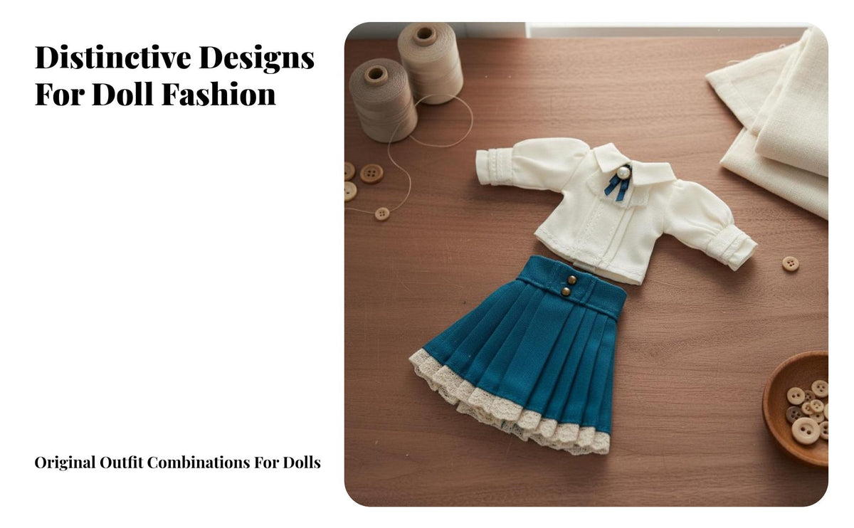 1/12 Scale Doll skirt and shirt Outfit Lace Trim Doll Clothing Set for 6inch Action Figures