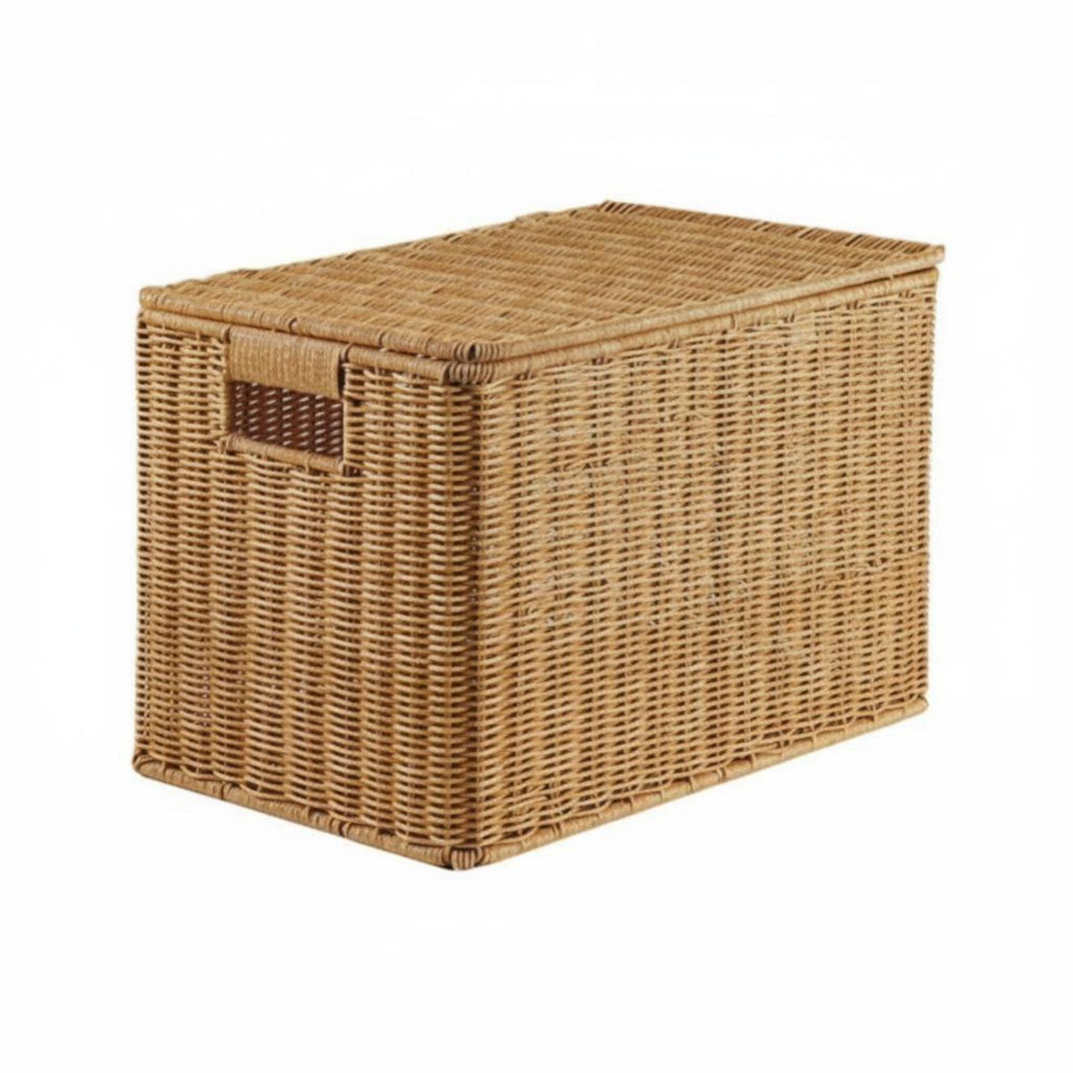 Woven Box with Lid Natural Aesthetic Lidded Woven Bin Stackable Design