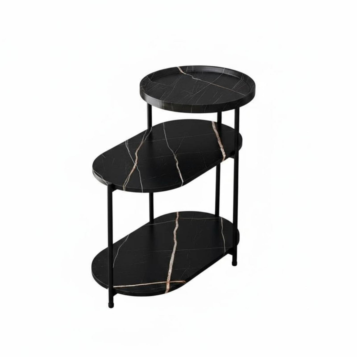3-Tier Shelf Table Space-Saving 3-Tier Accent Stand Rounded Edges for Homeowners