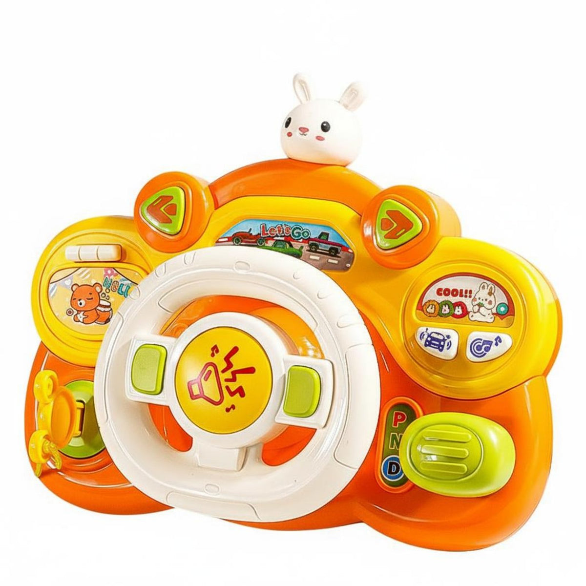 Lights and Sounds Kids Driving Simulation Toy Educational Toddler Pretend Driving Toy Multi-Functional Light-up Musical Steering Wheel Attachable Straps for Toddlers, Babies, Stroller, Crib
