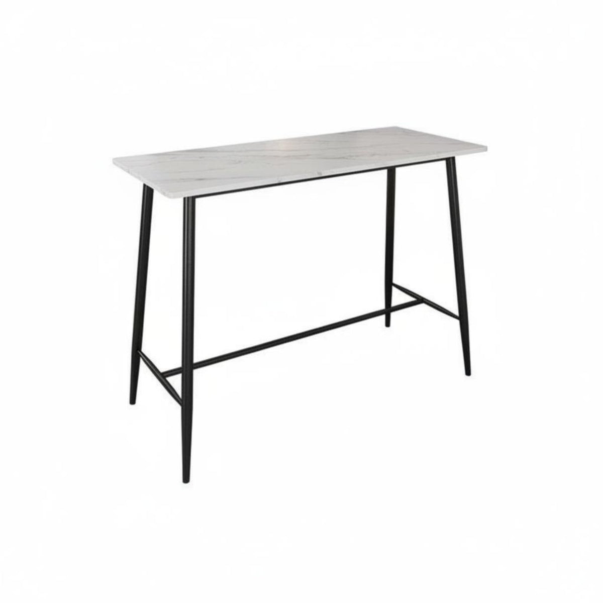 High-Top Table with Stools Light Luxury Design Bar Furniture Sturdy Metal Frame Integrated Footrests for Adults, duos