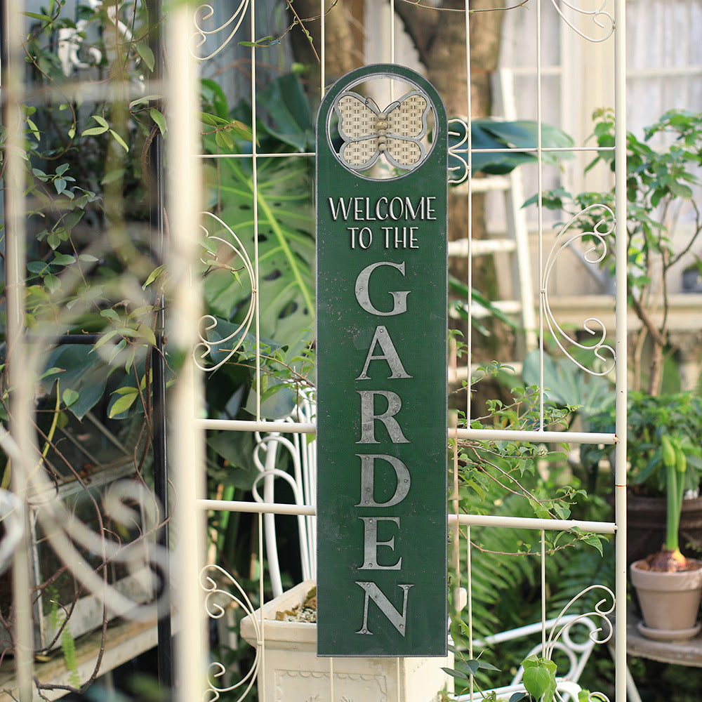 Solid Wood Garden Hanging Sign Green Wall Decor for Outdoor Courtyard