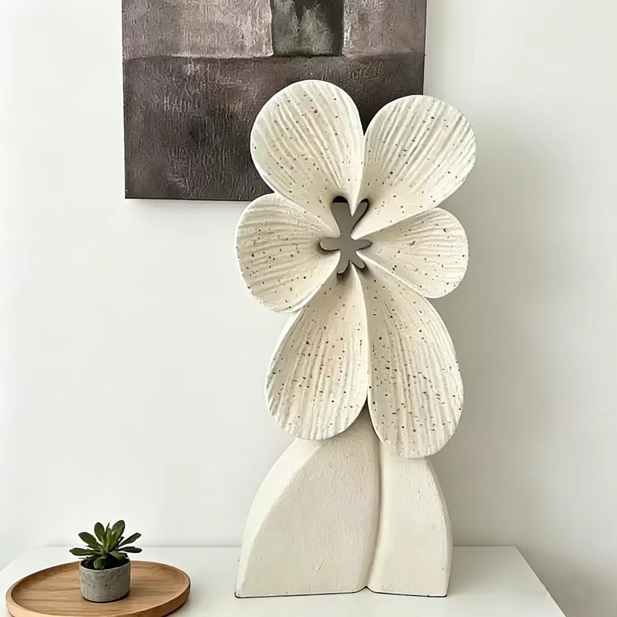 Resin Petal Sculpture Medium-Large Decorative Ornament for Living Room and Entryway