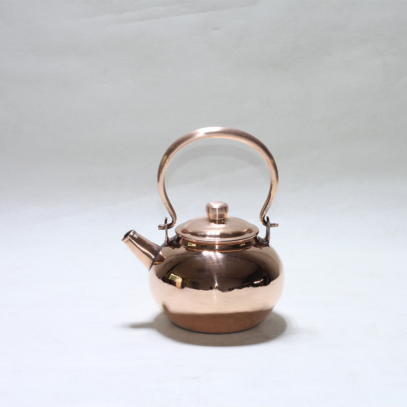 Pure Copper Teapot for Induction Cooktop, Handmade 1L Kettle for Tea Brewing