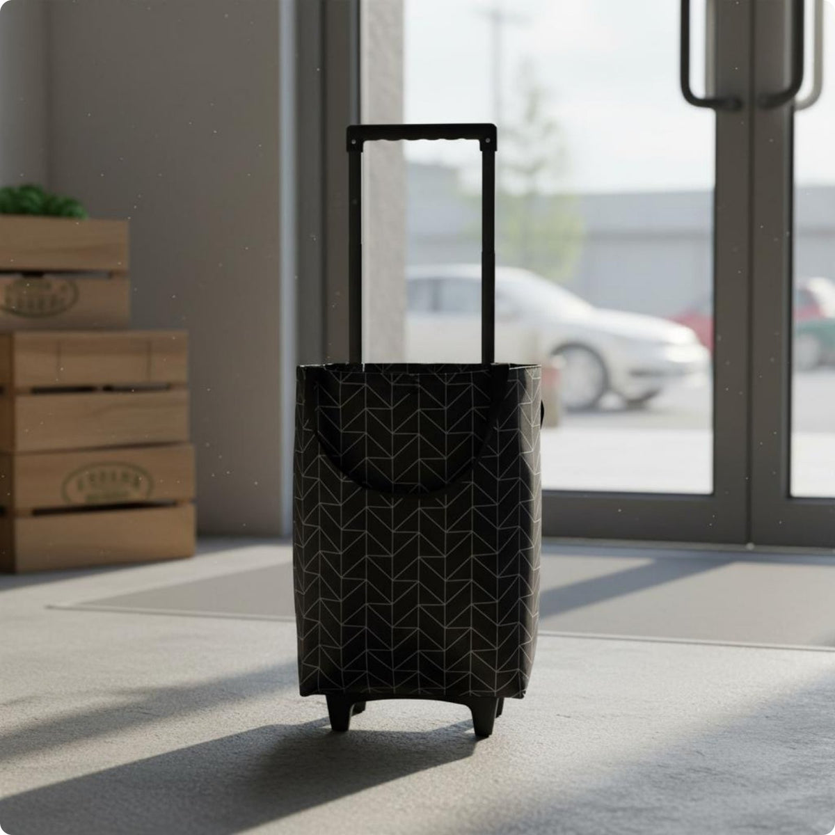Folding Trolley Bag Wheeled Portable Shopping Trolley Reinforced Baseboard