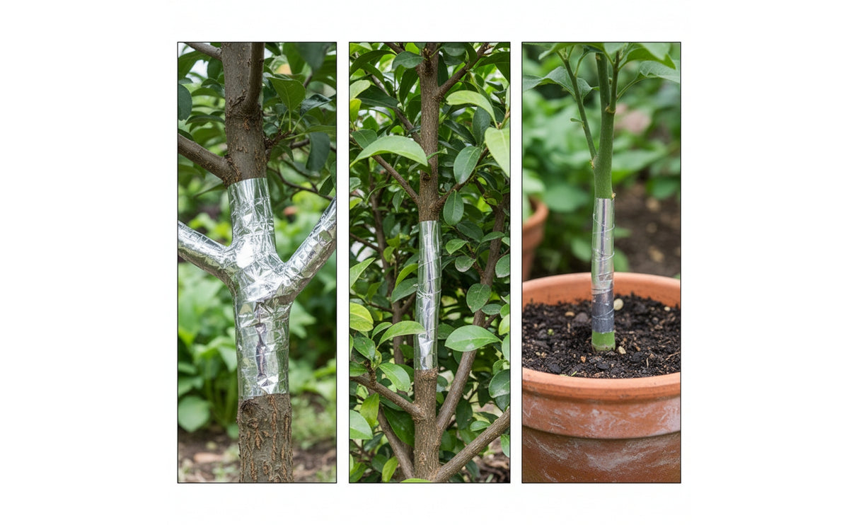 2 Pieces Shiny Tree Wrap with Adhesive Backing Smooth Tree Trunk Wrap Sticky Foil Tape with Adhesive Tacky for Orchards