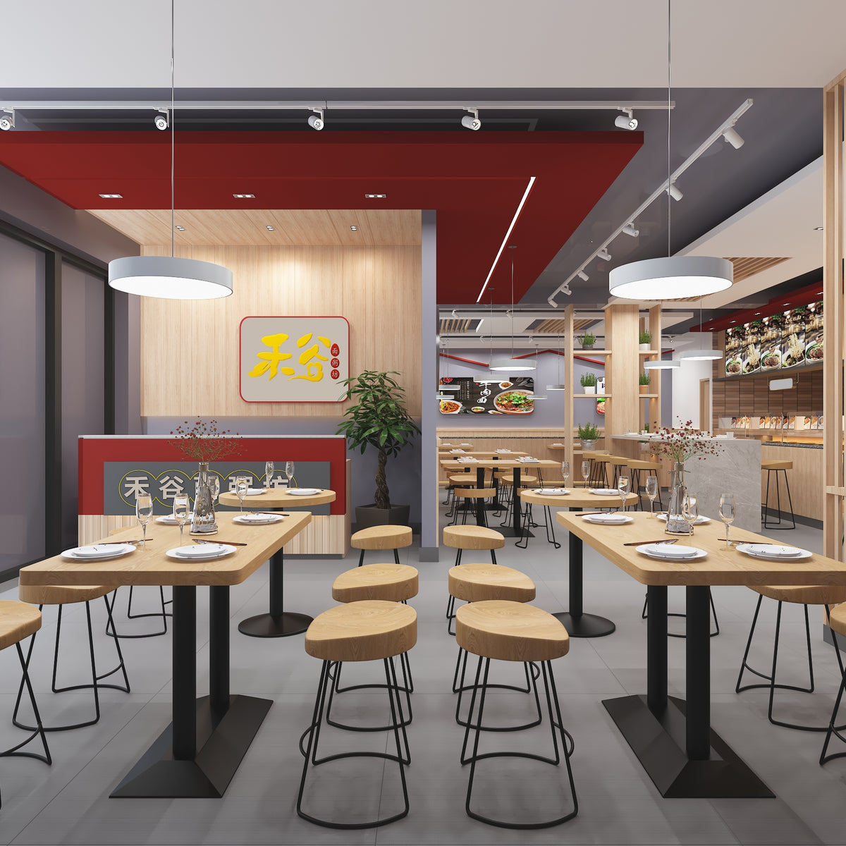螺蛳粉店桌椅小吃快餐店商用简约铁艺家具饺子店面馆餐饮桌子凳子 高吧凳-黑