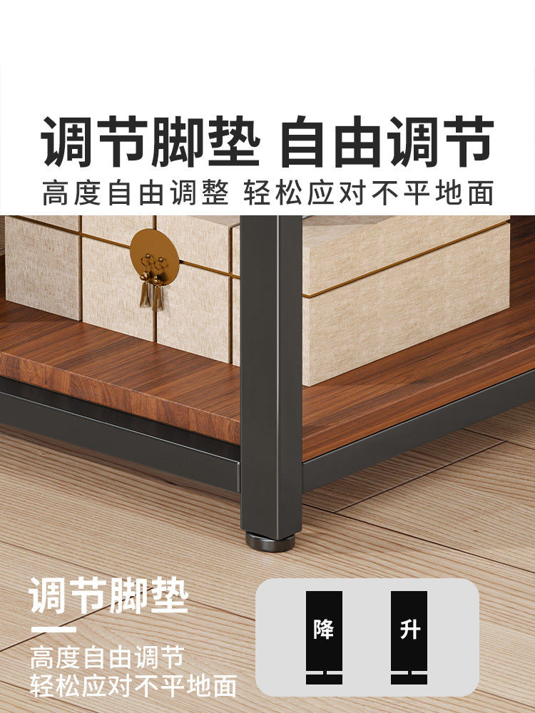 桌子沙发边几茶水柜侧边柜现代简约简易移动小茶几茶桌家用小茶台 黑架黑胡桃纹-中号(移动款)