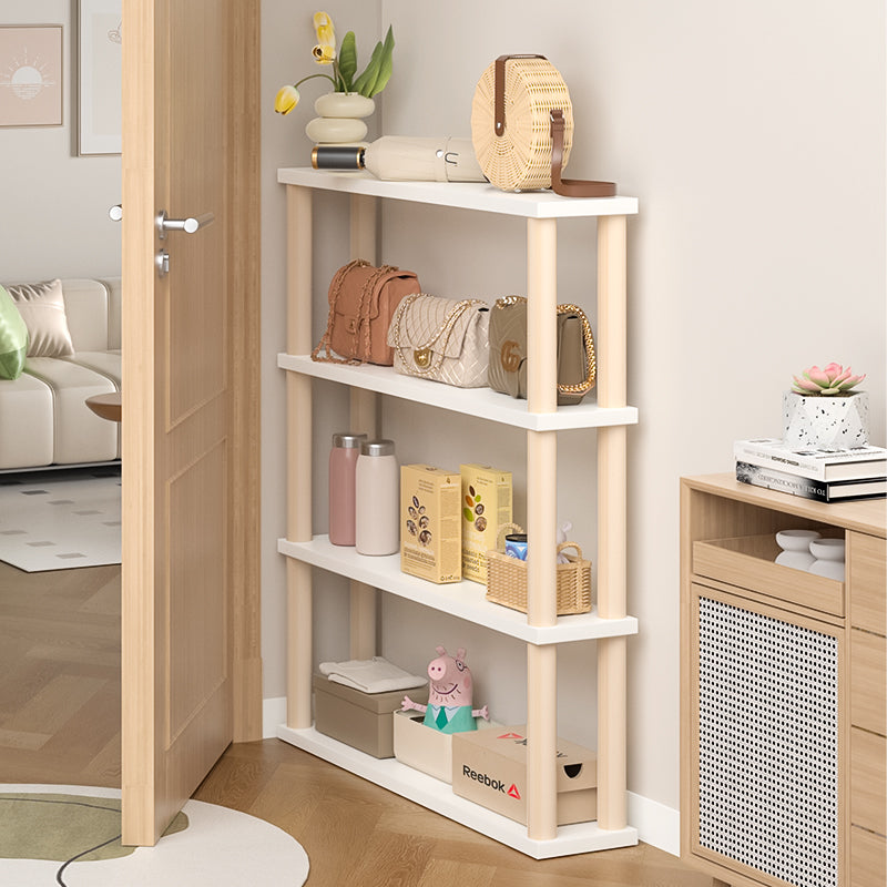 Narrow Space Storage Rack Multi-Tier Shelf Solid Wood Construction Narrow Storage Shelf Space Saving Design for Small Areas, Balcony, Laundry Room