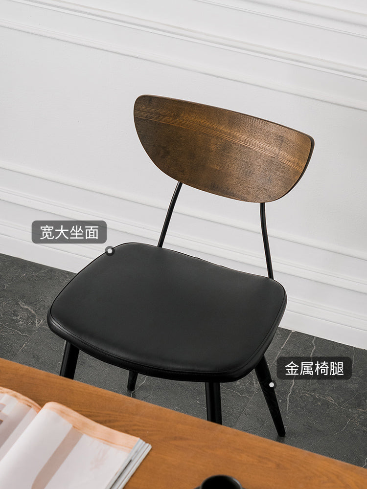 北什复古工业风餐桌椅简约轻奢家用软包靠背椅网红办公室洽谈椅子