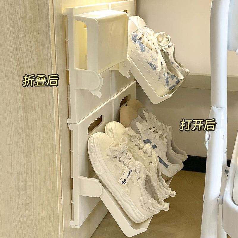 立式鞋架简易折叠小2024新款省空间学生宿舍桌下门口工位收纳神器 升级款-灰色