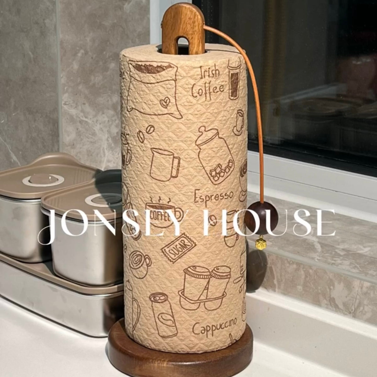 复古ins厨房纸巾架免打孔立式实木懒人抹布置物架卷纸木质收纳架
