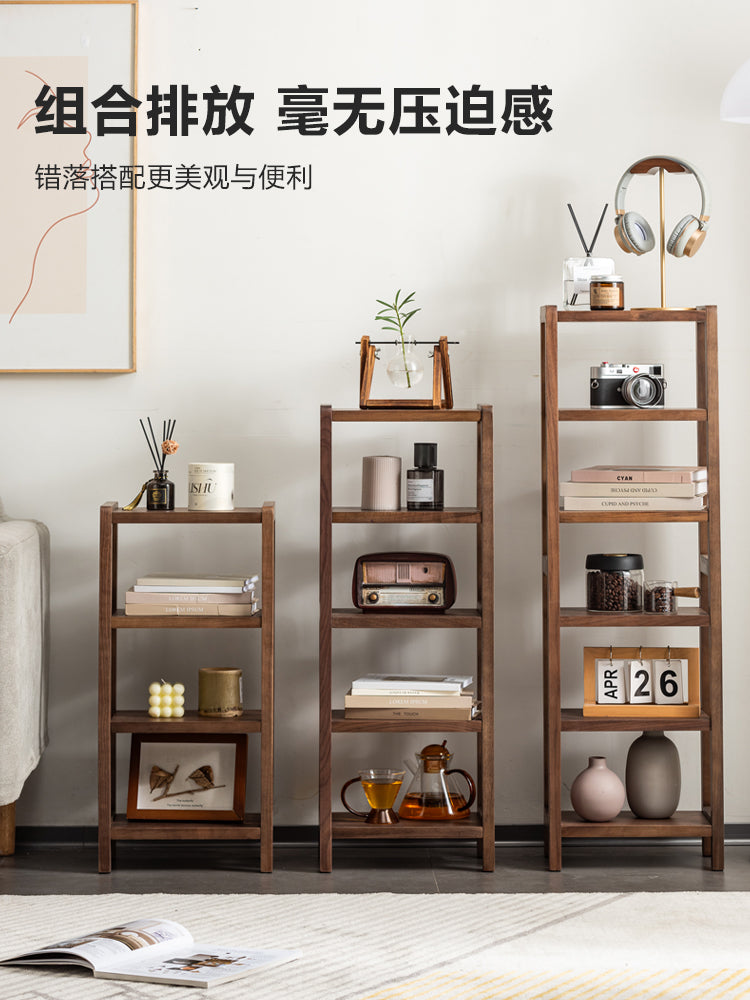 黑胡桃实木鞋架家用多层门口收纳架子置物架学生书架简易小窄鞋柜 北美黑胡桃木(6层)