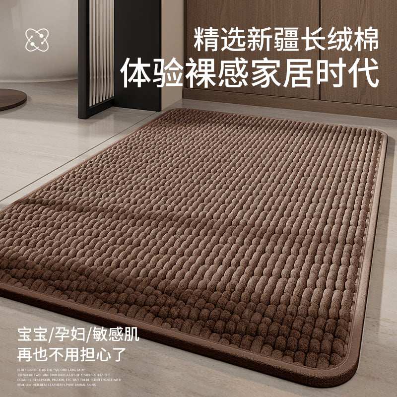 卫生间门口吸水地垫速干浴室专用防滑脚垫家用厕所加厚高级感地毯 50x80cm【加厚防滑】 云棉绒-颗粒米