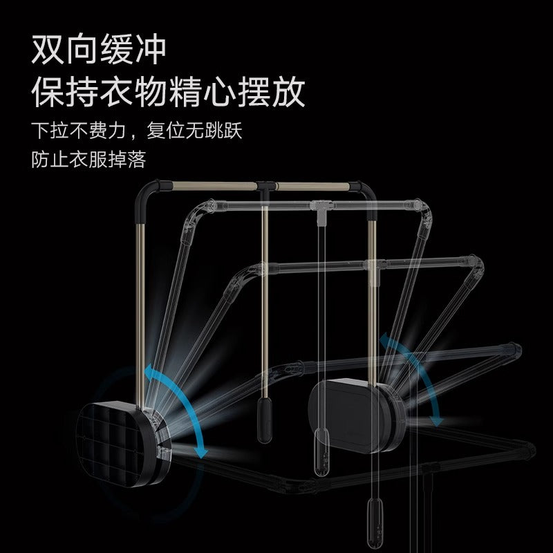悍高 下拉式挂衣杆衣架家用衣帽间晾衣架衣柜升降阻尼衣物收纳架 希勒阻尼升降衣物架(钛坦灰)