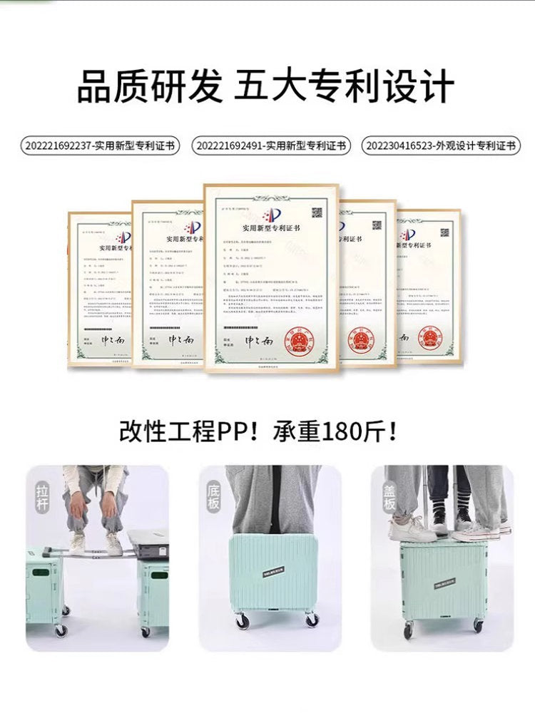 圣乐思家用轻便携带买菜车小拉车折叠购物推车露营拖车拉货取快递 中号【斜拉两用】2.3英寸飞机万向轮-深空灰(静音刹车 送贴画+挂钩)