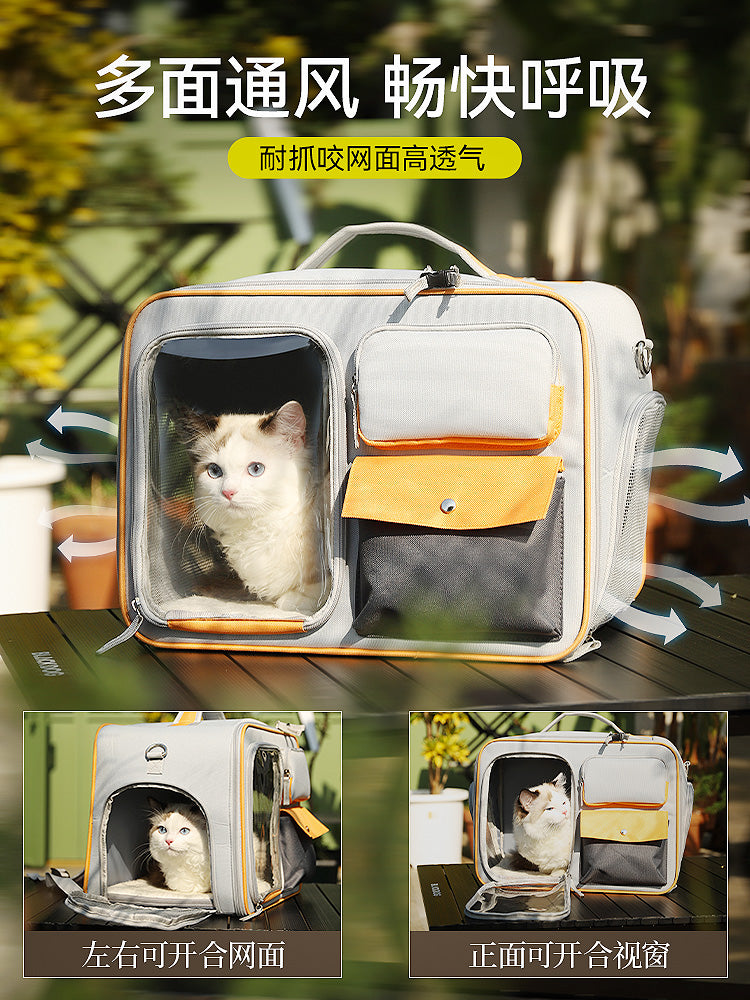 猫包便携外出航空箱秋冬保暖出行包宠物猫咪狗双肩斜跨手提式背包 酷灰卷帘款【可双肩/手提】 一包两用 建议18斤内猫/12斤内狗【收藏加购/优先发货】