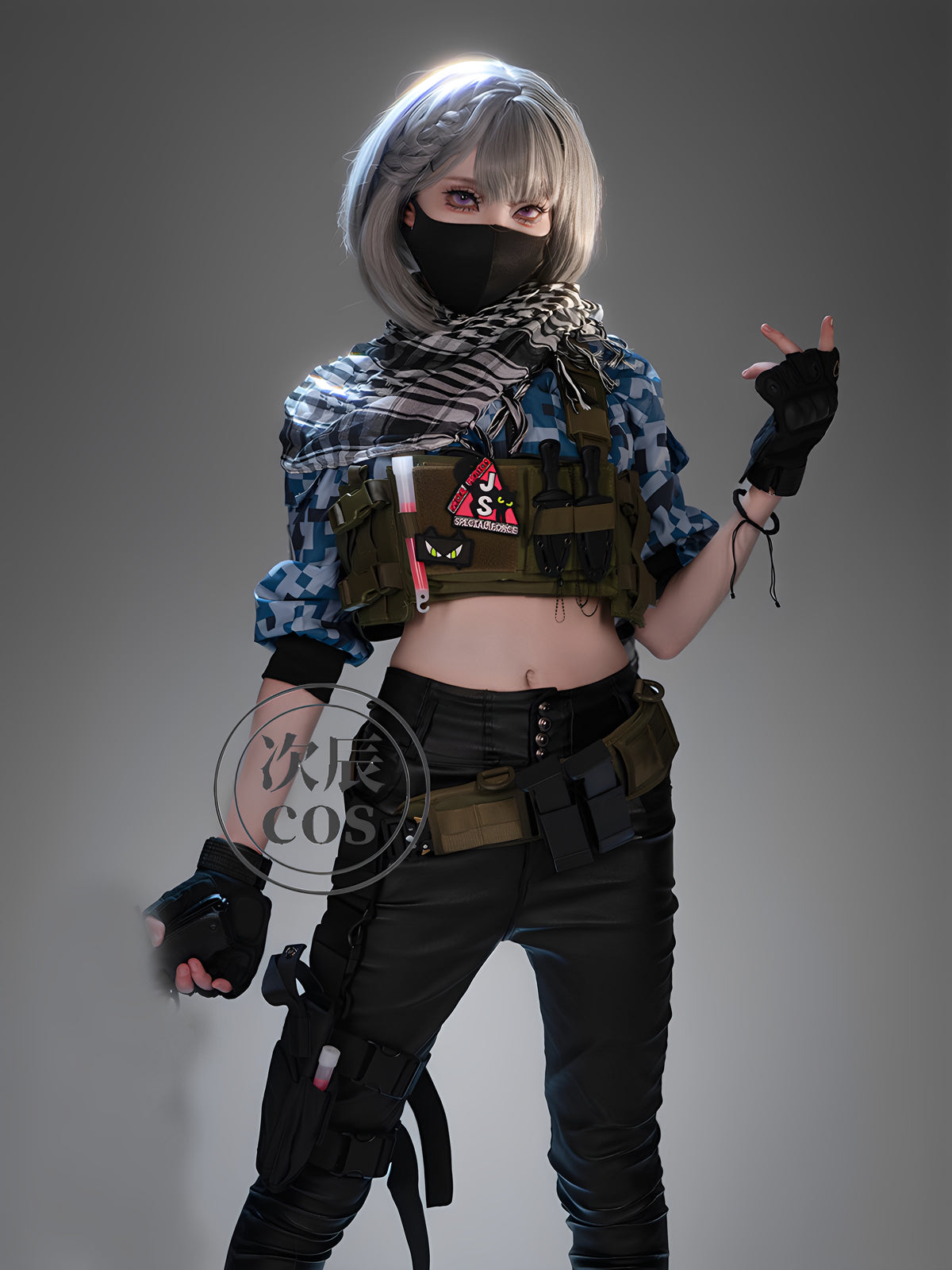 【现货】次辰三角洲行动麦晓雯cos服骇爪原皮大全套cosplay服装女 麦晓雯假发 L【适合105-115斤】 现货