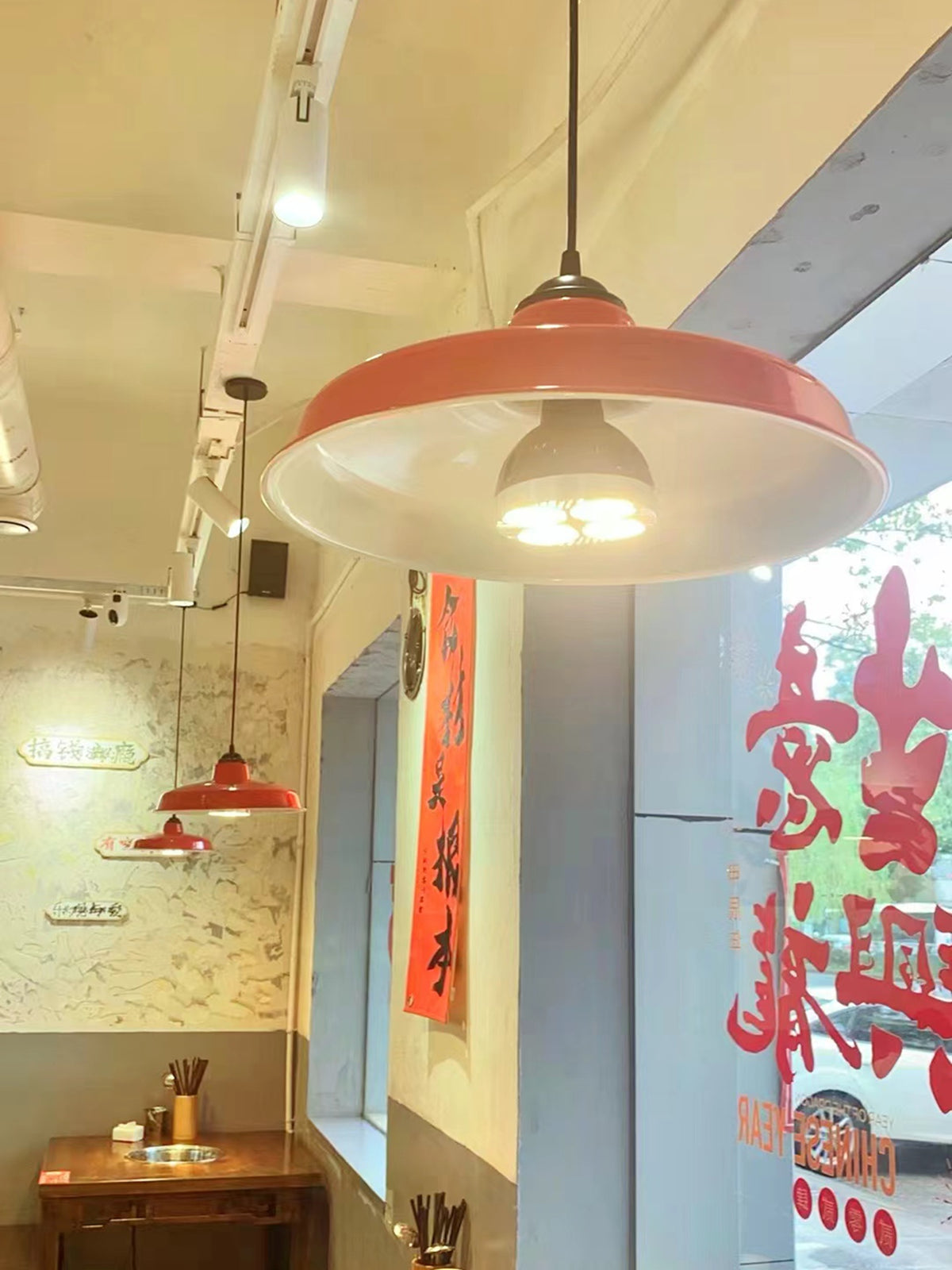 led工业风喇叭单头吊灯工矿灯罩创意个性展厅健身房舞蹈室餐厅灯 马卡龙绿-直径35cm