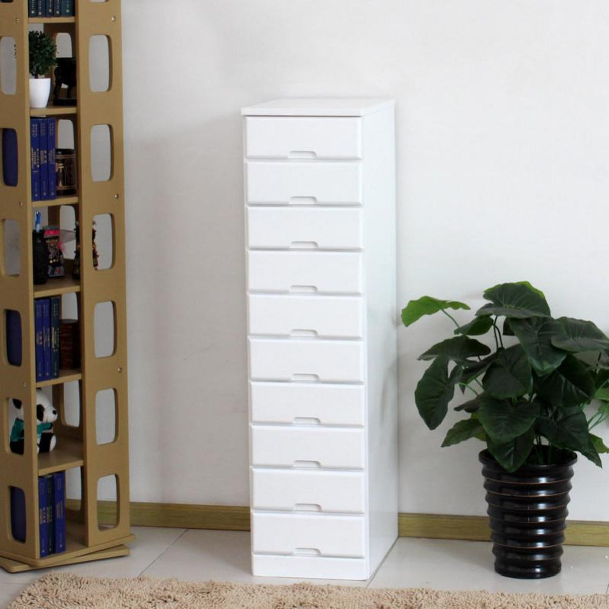 Hardwood Narrow Drawer Cabinet, Multi-Drawer Storage, Bedroom Organizer