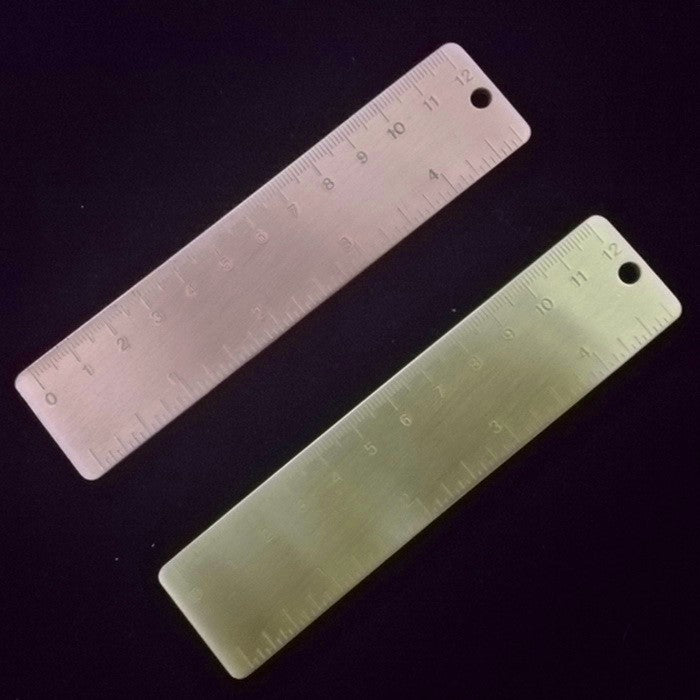 创意复古手工黄铜尺子加厚纯紫铜镇纸测量尺EDC工具刻度直尺包邮