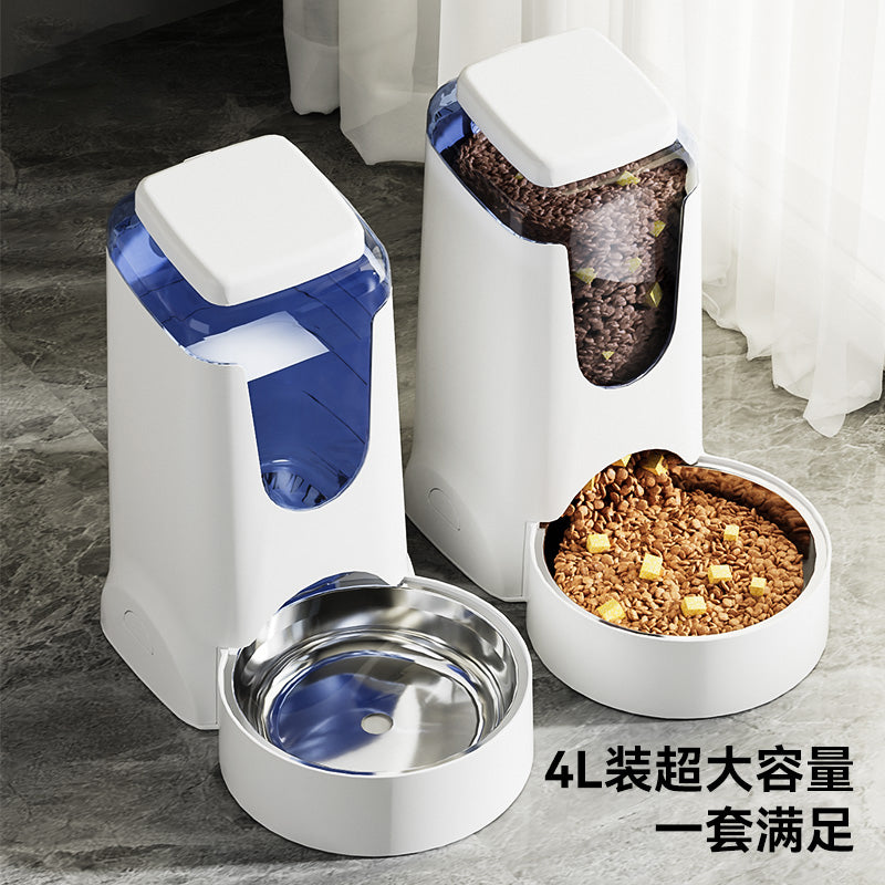 狗狗喝水器猫咪饮水机喂食器自动喂水器不插电神器猫碗宠物用品 浅灰色基础喂食器