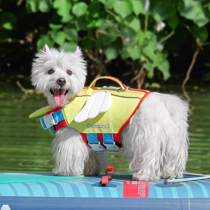 Touchdog它它狗狗游泳衣宠物救生衣海边泳池夏户外安全大中小型犬 粉色【升级款】 M码【15-30斤】
