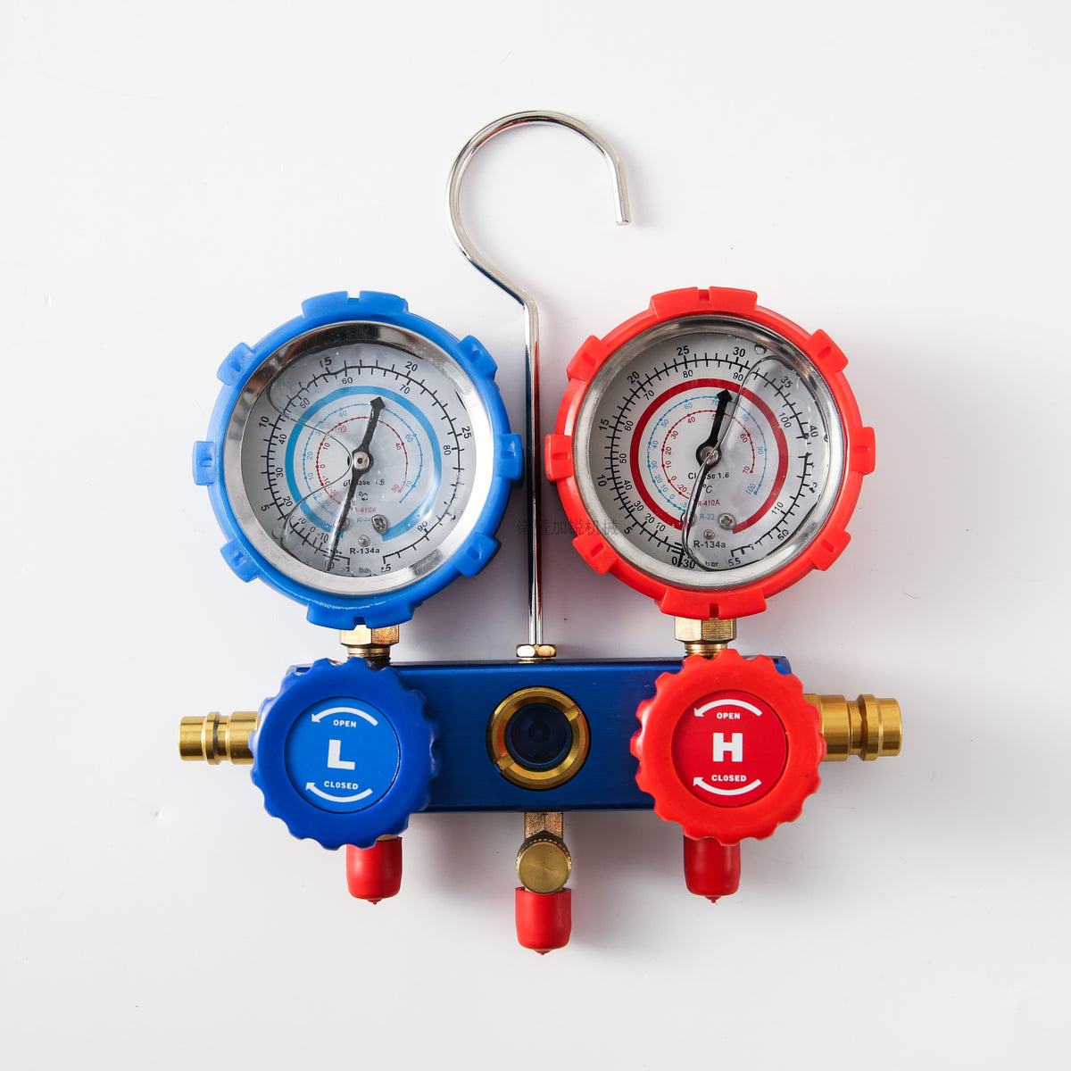 特价 加氟表 冷媒表 汽车空调维修工具 双机芯 1.5m加氟管 一套,铜头 压力500-2500psi