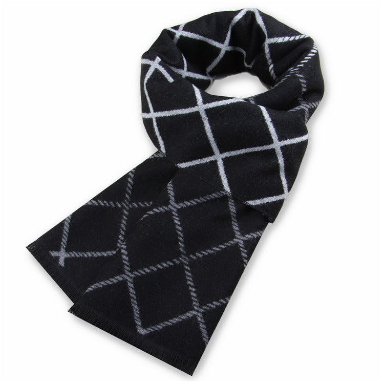 Men's Plaid Scarf Autumn Winter Warm Imitation Cashmere