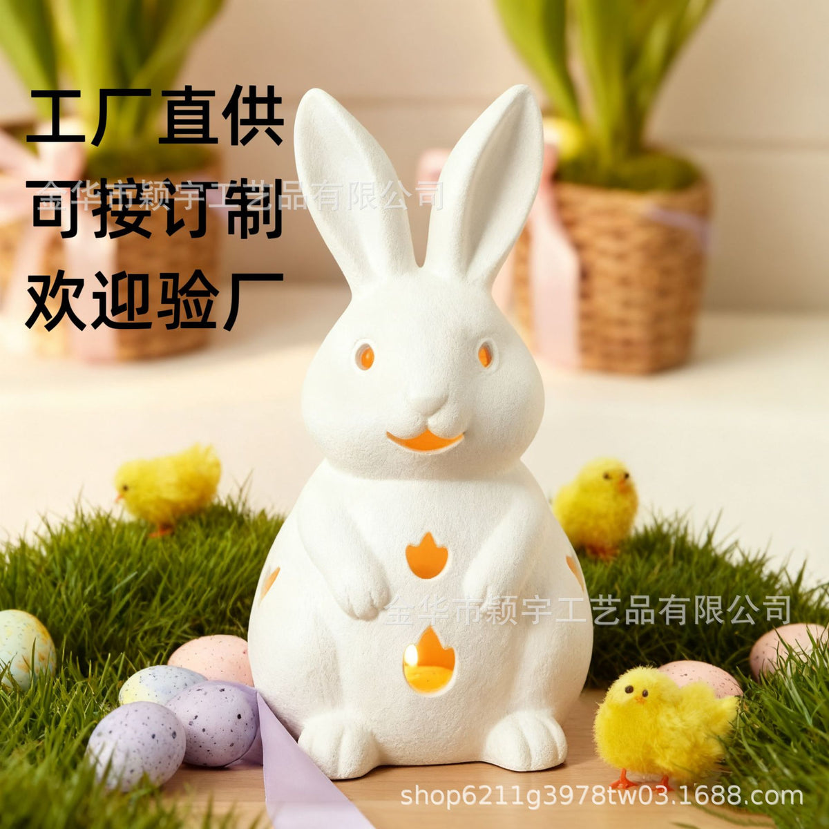 跨境新品复活节兔子烛台可放蜡烛创意可爱兔子树脂家居装饰品摆件