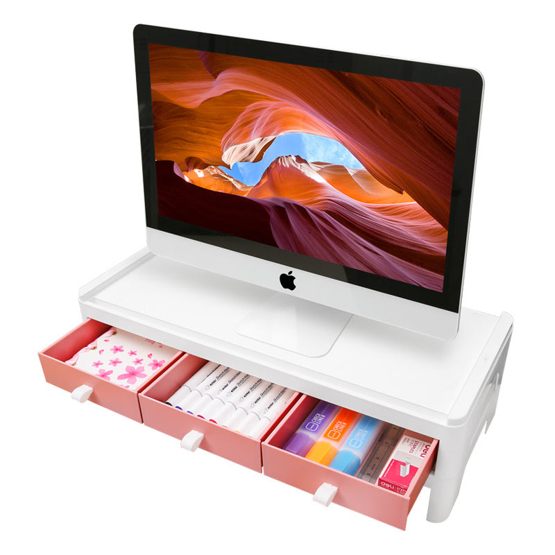 Plastic Desktop Monitor Stand with Keyboard Storage