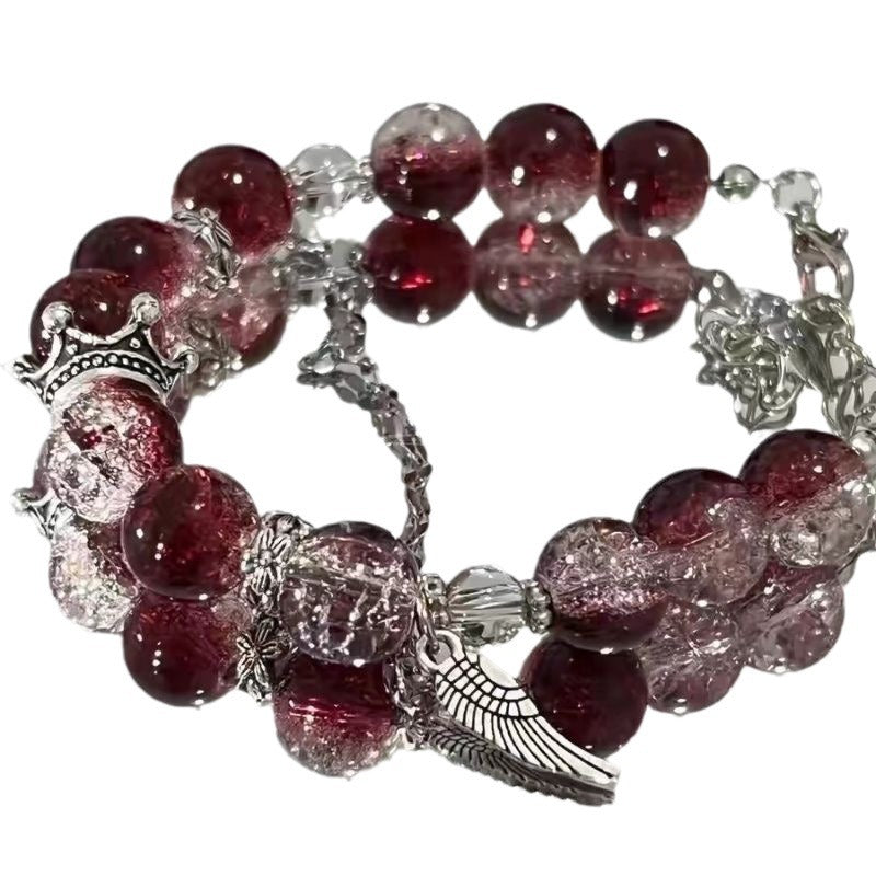 【绯色炙梦】暗红皇冠小众气质感手链深红色系显白气质百搭手饰