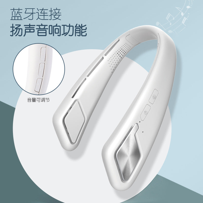 挂脖风扇新款无叶蓝牙音响充电现货可跨境涡轮吹风户外便携电风扇