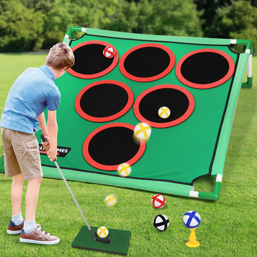 Golf Game Mat with Stand, Indoor Outdoor Sports Practice Target for Family Interactive Games