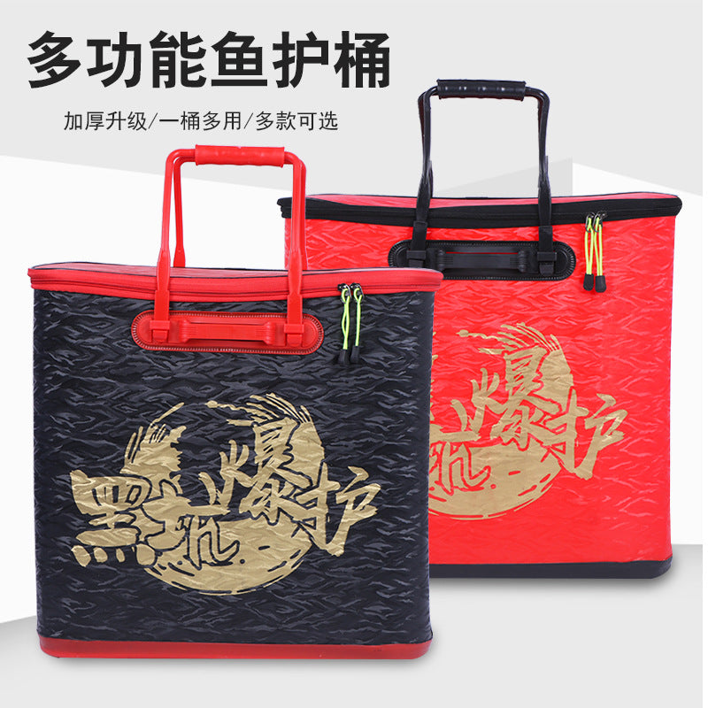 Thickened Bottom Fishing Bucket Live Fish Bag Portable Fishing Tackle Bag Multi-functional Shoulder Strap for Outdoor Fishing