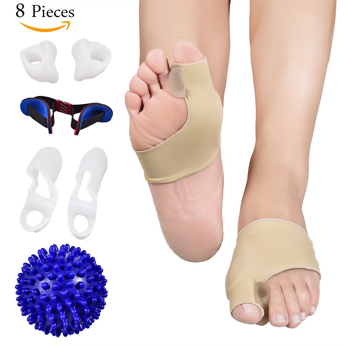 Foot Correction Set with Massage Ball and Toe Separators, Silicone Corrector for Amazon/AliExpress