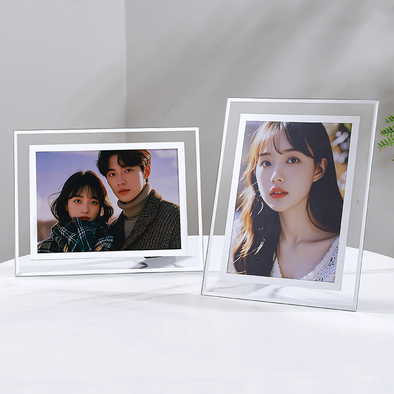 6x8 5x7 8x10 A4 Clear Glass Picture Frame for Tabletop Display, Silver Edges