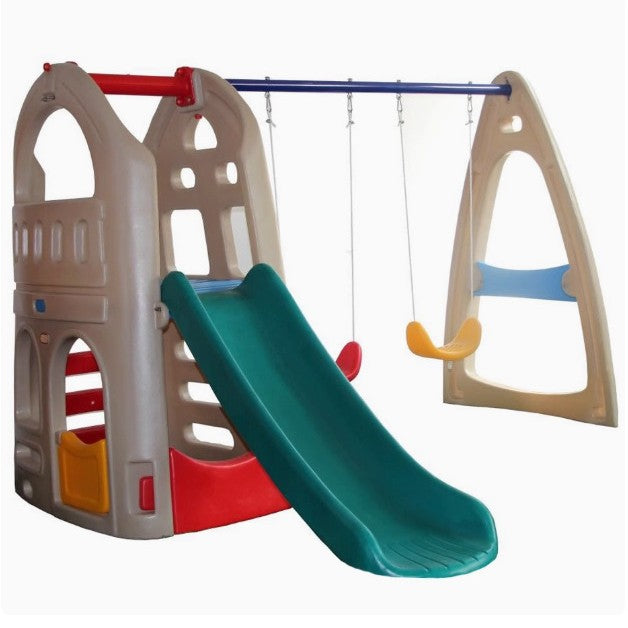 Kids Indoor Outdoor Slide Swing Set with Playhouse Climbing Toy Equipment for Home Kindergarten