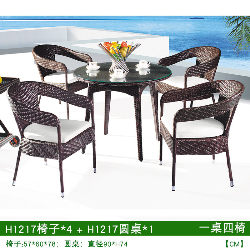 Outdoor Rattan Wicker Furniture Set for Villa Courtyard Balcony Resort - PE Imitation Rattan Table and Chairs