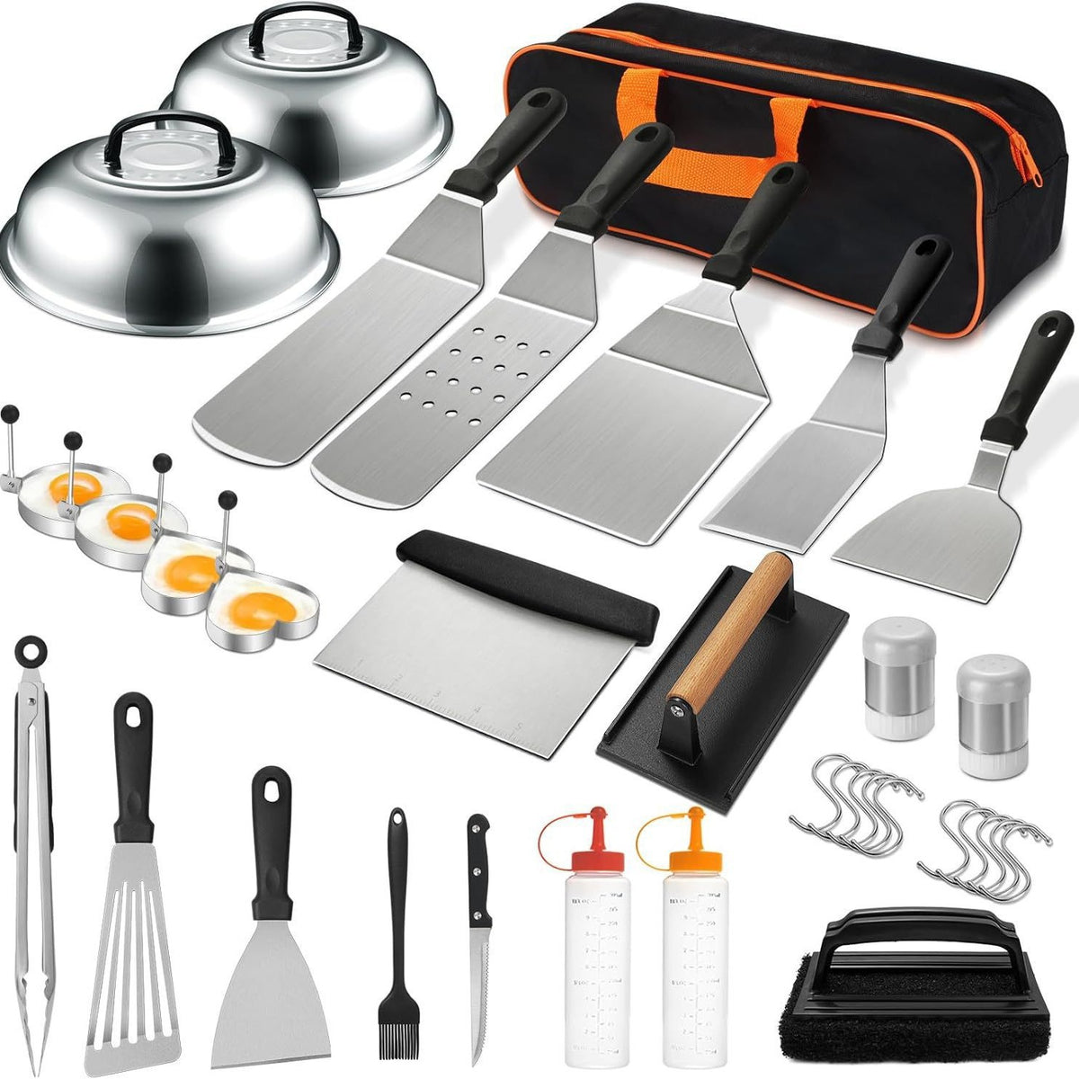 Amazon Hot Selling Outdoor BBQ Tool Set Stainless Steel Grilling Utensil Kit with Spatula and Tongs