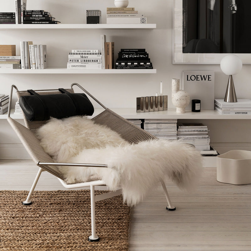 Danish Designer Flag Halyard Chair Wabi-Sabi Lounge Chair Wool Hand-Woven Seat Modern Creative Leisure Chair