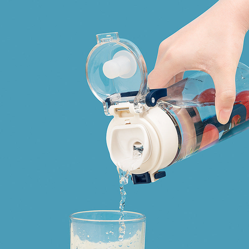 Cille Portable Water Bottle for Students, Large Capacity Tritan Sports Kettle, Plastic Cup for Men, Women, and Children