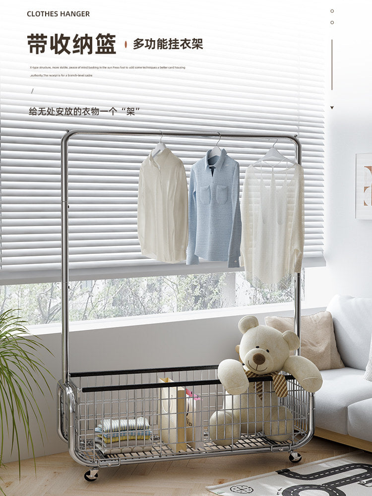 Movable Clothes Rack with Storage Shelf for Bedroom Living Room Balcony - Heavy Duty Garment Organizer