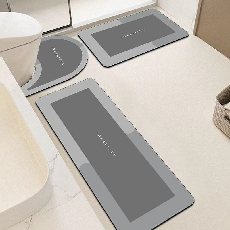 Cross-border Simple Light Luxury Diatomaceous Earth Mat Bathroom Absorbent Quick Dry Three-Piece Toilet U-shaped Mat