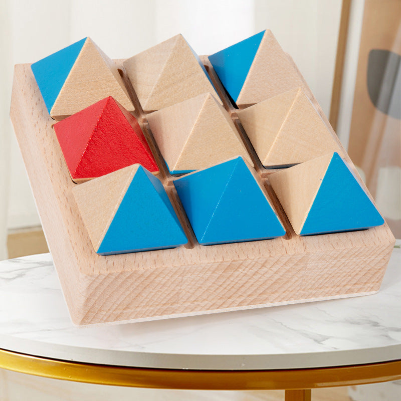 Wooden Geometric Flip Blocks Early Education Logic Training Toy for Kids