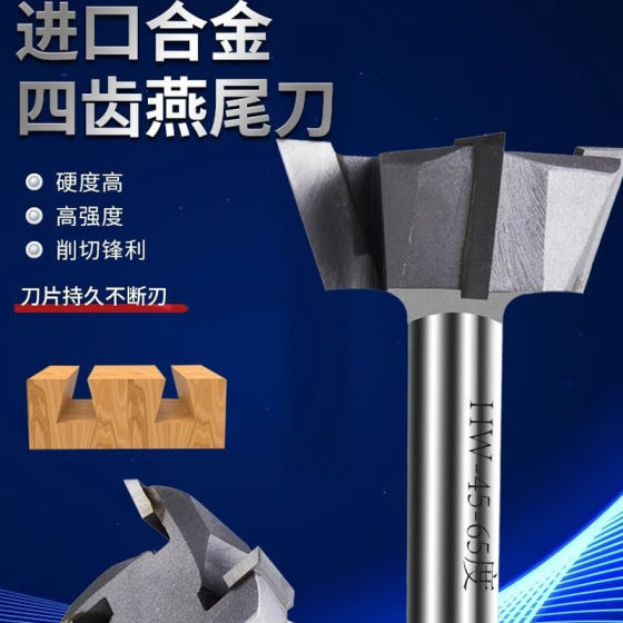 4-Flute Dovetail Router Bit for Woodworking, Trimmer Cutter, Engraving Tool