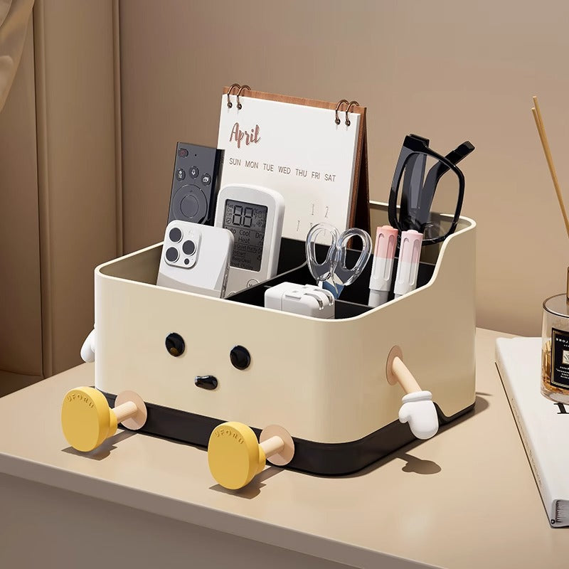 Desktop Storage Organizer Box with Compartments for Remote Controls and Sundries