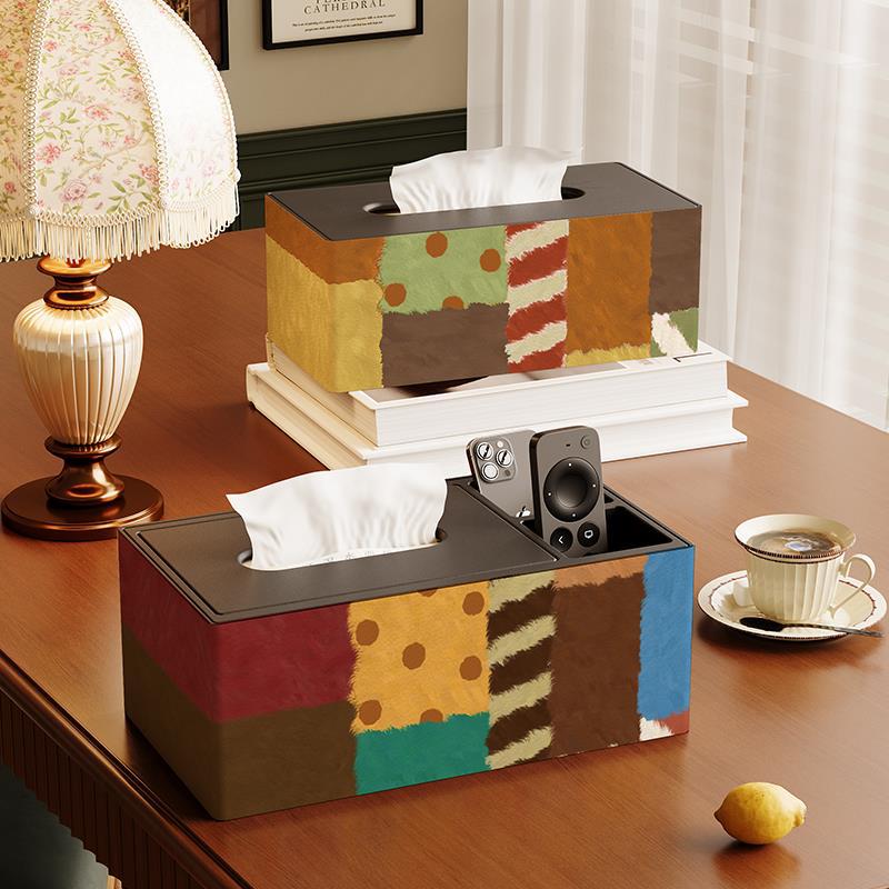 American Dopamine Tissue Box and Remote Control Storage Box, High-end Drawer Tissue Box for Living Room, Luxury Light Luxury Paper Box