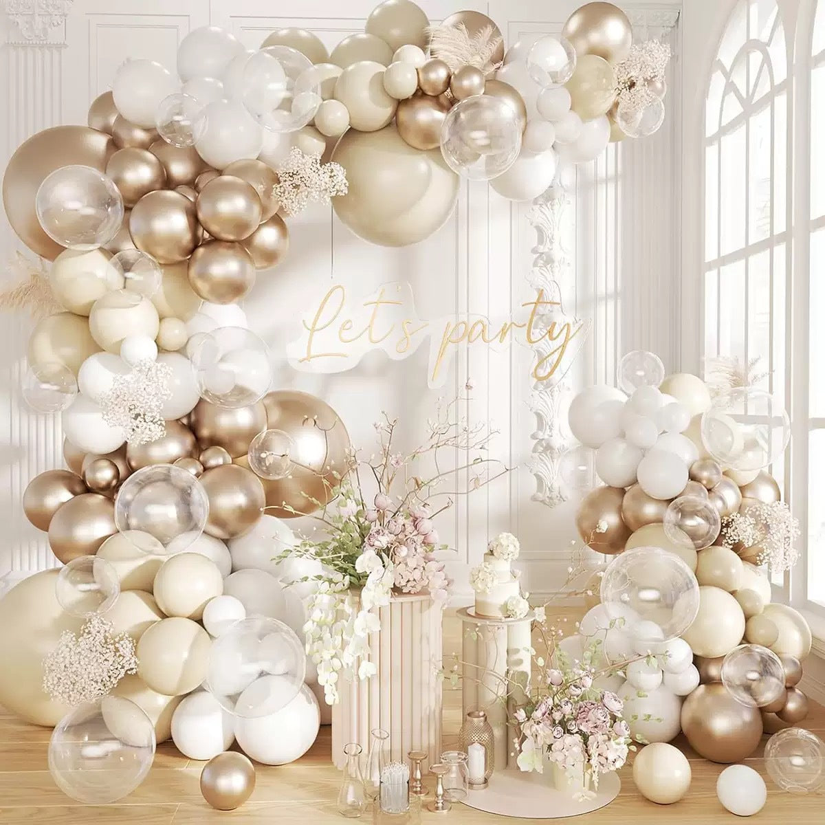 Champagne Gold Wedding Theme Balloon Garland Arch Kit for Birthday Party Decoration, Pearl Finish
